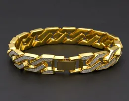 Bracciale a catena di collegamento cubano per maschi ghiacciati hip hop braccialetti hip hop gioielli in oro groviglio zircone catene4515703
