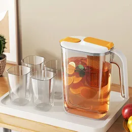 Teaware Sets 2.6L Large Plastic Pitcher With Lid 4 Cups Heat Resistant Cold Water Carafe Jug For Juice Beverage Jar Ice Tea Kettle