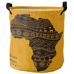 Tvättpåsar Afrika Karta Dirty Basket Foldbar Round Waterproof Home Organizer Klädbarn Toy Storage