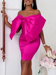Party Dresses Women Off Shoulder Sexy Mini Dress Shiny Big Bow Event Package Hip Tight Bodycon Sheath African Evening Robes Birthday