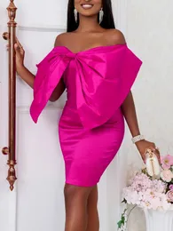 Party Dresses Women Off Shoulder Sexy Mini Dress blanka Big Bow Event Package Hip tight bodycon mantel afrikansk afrikansk aftonkläder födelsedag