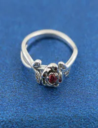 100% 925 anel de flor de rosa de prata esterlina com cz stone fit