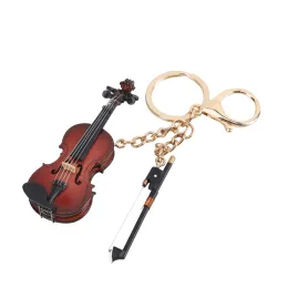 Keychains Miniature Violin Car keychain Mini Music Instrument keyring