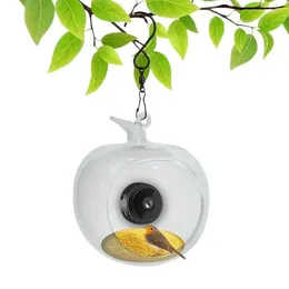 Andere Vogelversorgungen intelligente Feeder mit Kamera Apfelform Hummingbird integrierte Mikrofon Auto Capture Vögel und benachrichtigen Sie WLAN