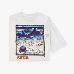 Tasarımcı Patagonie T Shirt Erkek Gömlek Tasarımcı Tişörtler Grafik Tee Mens Tshirts Pamuk Mavi Siyah Kıvrımlı Dış Mekan Be Yaya Tırman Olun S M L XL 2XL 3XL 440