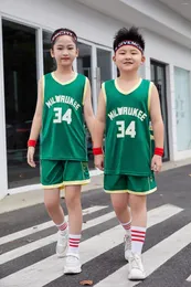 의류 세트 어린이 슈트 벅스 그린 34Boy 소녀 농구 세트 초등학교 게임 저지 게임 팀 유니폼 훈련 조끼