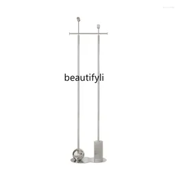 Hooks Light Luxury Coat Rack Stainless Steel Hanger Floor Bedside Clothes Storage Silver Bag Hanging