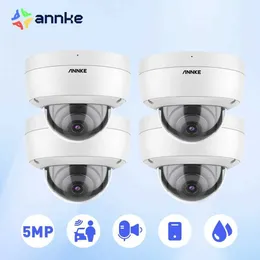 IP Cameras ANNKE 4PCS C500 Dome 5MP Outdoor IK10 Vandal-Proof POE Security Cameras With Audio in POE Surveillance Cameras TF Card Support 240413