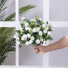 Decorative Flowers 10 Heads/Pcs Artificial Flower Silk Rose White Bouquet Fake For Wedding Table Party Vase Home Decor