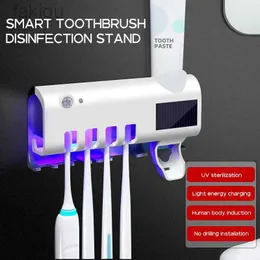 Zahnbürste Desinfektionsmittel Wandmontierte Halter Solar UV Light Ultraviolet Sterilisator Automatische Zahnpastahalter Badezimmer Accessorie 240414