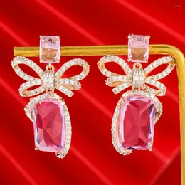 Dangle Earrings Siscathy 2024 Fashion Bowknots For Women Wedding Party Cubic Zircon Dubai Bridal Earring Street Style Boucle D'oreille