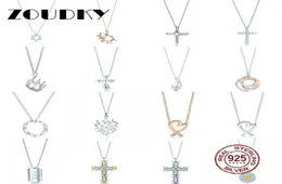 Dorapang 100 925 Sterling Silver Necklace Heart shaped Sun Cross Crown Crown Teardrop Pendant Chain Rose Gold Original Women Jewelry8939589