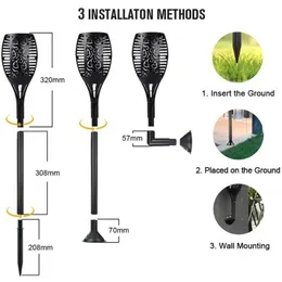 Hot 51led 96led Solar Flame Torch Light Light Plickering impermeável Decoração de jardim de jardim Lâmpada Lâmpada solar LED LUZ