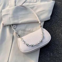 Väska swdf små pu läder axelväskor för kvinnor 2024 eleganta handväskor kvinnliga resor totes lady mode handkedjedesign