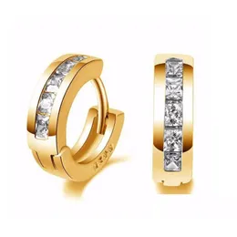 Hoop Huggie Simple Orecins Man Sier/Gold Small Round Square Crystal Hie For Women Reg Regel Drop Delivery Jewelry Dh9us