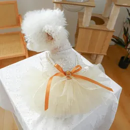 Dog Apparel Princess Dress с луками жемчуг декор многослойный сетчатый дышащий свадебный без рукавов Pet Pography реквизит