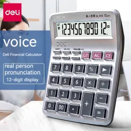 Calculators Deli 1512 Medium Desktop Office Voice Calculator Large Screen Financial Computer Accounting Student Cashier Calculation Aids