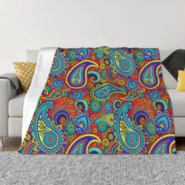 Cobertores coloridos Retro Paisley Pattern Blanket Fleece Spring Autumn Flannel Boho Bohemian Floral Art Jogue Casa