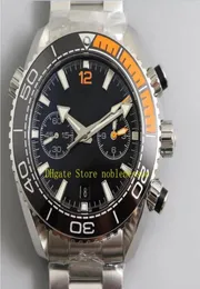 6 Стиль OM Factory 9900 Движение Automatic Chronograph Watch Men 455 мм черная циферблата оранжевая керамическая рамка сапфировой сталь