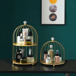 Metal Bird Cage Cosmetic Storage Organizer Lipstick Perfume Skin Care Products Finishing Rack Bathroom Shelf Accessories Gift