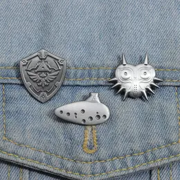 Adventure Game Enamel Pins Custom Game Props Shield Mask Brooches Lapel Badges Punk Gothic Jewelry Gift for Friends