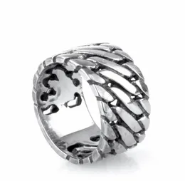 Anéis de cadeia ampla de joias punk anéis de buda rocha rocha de titânio de aço inoxidável