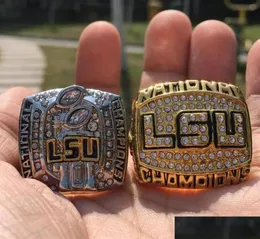 Cluster Rings 2Pcs 2003 2007 Lsu Tigers National ship Ring Set Souvenir Fan Men Gift Whole Drop 225H Delivery Jewelry Dhse83246235948840
