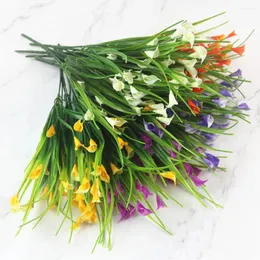 장식용 꽃 아름다운 꽃다발 미니 인공 칼라 잎 플라스틱 가짜 수생 식물 홈룸 장식 꽃