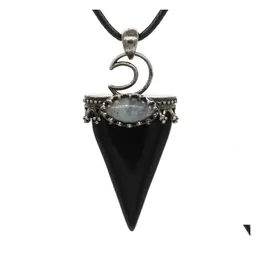 Подвесные ожерелья Jln Vintage Style Crown Moon Triangle Stone Antik