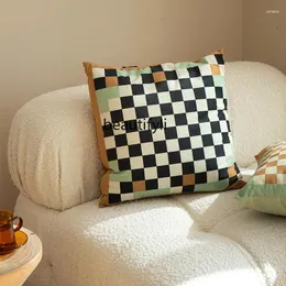 Dekorativa figurer YJ Chessboard Plaid Pillow Office Nap Midje Hemma Soffa Sitt sängkudde