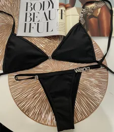 Classici Black Bikini SET Designer di strass di lusso a due pezzi Bikini 2024 Sexy Push Up Swimsuit XL Fashi