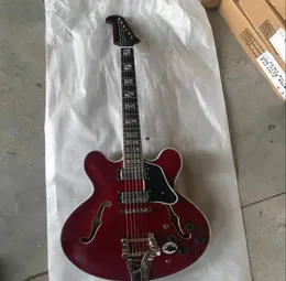 Custom Shop 335 Semi -Hollow Matte Wine Red Jazz Electric Guitar Firebird Headstock Split Block Inlay Bigs Haven 5 Tone Swit7253632