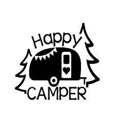 16cm129cm Personalisierte Schriftzeichne Art Happy Camper Vinyl Aufkleber Schwarzsilver C113298062327