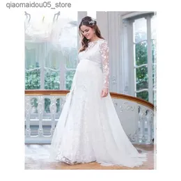 Maternity Dresses Lace patch work maternity clothing used for photo conferences long-term pregnancy photography evening gowns womens Q240413