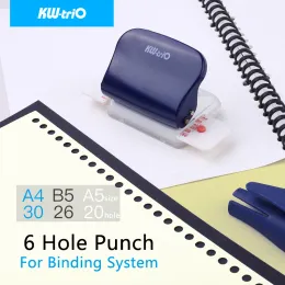 Punch Kwtrio Paper Puncher Round Hole Notebook Standard Punch Machine 6hole Planer Puncher 20 26 30 Loch DIY Scrapbooking Supplies