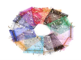 100 pezzi Moon Star Organza Sacchetti regalo 912 cm Stamping Organza Fare di nozze per le sacche da regalo per imballaggi per imballaggi per imballaggi Orenaggio Holde3084083