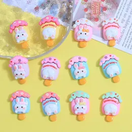 Decorative Figurines 10Pcs Kawaii Ice Cream Flat Back Resin Cabochon For Hair Bows Center Scrapbooking Fit Phone Deco DIY Crafts