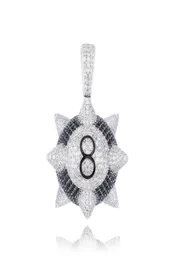 Iced Out Trippieredd Spike 8ball Billiard Necklace مع حبل Chin Tennis Chain Hip Hop Jewelry8816619