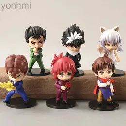 أنيمي مانغا 6pcs/مجموعة الأنيمي الشكل يويو هاكوشو يوسوكي urameshi kurama عابرة الظل pvc لطيف Q-version model toys 9-11cm 240413