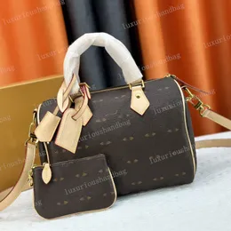 Designer speedys 25 borsetta di stampa marrone di alta qualità borsetta da esterno alla moda con cerniera di lusso a portata di lusso