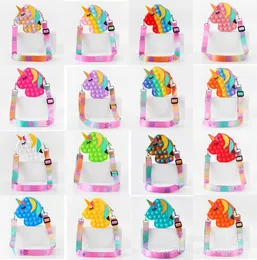 Handbags party favor Fidget Pops Sensory Bubble Shoulder Bag Finger Push Phone Pouch Case Change Coin Purse Decompression Unicorn 7236024