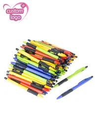 Pens Lot 100pcs Ucuz geri çekilebilir plastik top kalemler kişiselleştirilmiş tükenmez kalem ekle logo hediye kalemi özel tanıtım hediye freebie