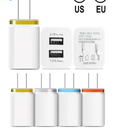 Металлический двойной USB Wall Charger Chepe Charger US Eu Plug 21a AC AD Adapter Adapter Sulg Зарядное устройство 2 порт для IP 11 Pro Max Samsung XIAO1508355