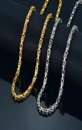 Kedjor Men039S Gold Chain Necklace 20quot 23quot 26quot Male Corrente Color rostfritt stål byzantin för män juvelrychai4896720