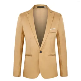 Мужские куртки офисная бидовая пиджак твердый профессиональная работа Slim One Button Tuxedo Groom Wedding Party Homecoming Formal Blazer