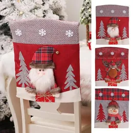 Christmas Decorations Santa Claus Chair Cover Removable Protector Slipcovers With 3D Doll Faceless Deer Gnomes Bedroom Dining Room