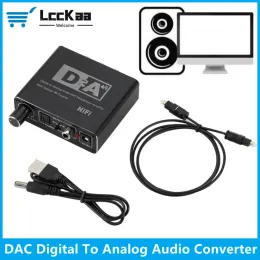 Converter LCCKAA HIFI DAC DIGITAL PARA ANÁSOGO DO AUDIO ADODRO Decodificador AMP 3,5 mm Adaptador de amplificador AUX RCA TOSLINK TOSLINK Optical Coaxial Output DAC