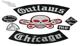 Populära Outlaw Chicago broderiklappar för kläder Cool Full Back Rider Design Iron on Jacket Vest80782526250668