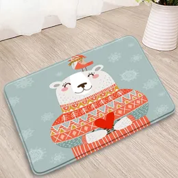 Bath Mats Non-Slip Bathroom Christmas Party Decor Pattern Homehold Doorway Floormat Bedroom Kitchen Flannel Absorbent Carpet Washable