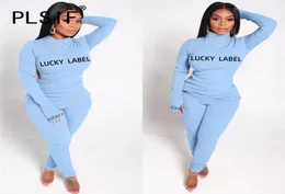 Lucky Label Women Set Long Sleeve 2 Pieces Clothes Suit Casual Slim Two Tracksuits Matching Women039s8729790